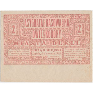 Dukla, 2 kr. 1919 z szerokim, dolnym marginesem