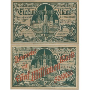 Zabrze (Hindenburg), 100.000 mk i 5 mln mk PRZEDRUK 1923 zestaw (2szt)