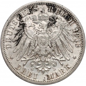 Niemcy, Lubeck, 3 marki 1913-A