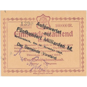 Wałbrzych-Podgórze (Dittersbach), 500 mld mk PRZEDRUK na 100.000 mk 1923