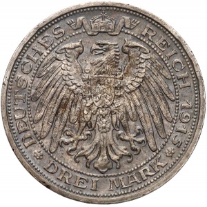 Niemcy, Mecklenburg-Schwerin, 3 marki 1915-A - 100-lecie
