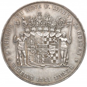 Niemcy, Schwarzburg-Rudolstadt, 2 talary = 3 i 1/2 guldena 1841-A - rzadkie