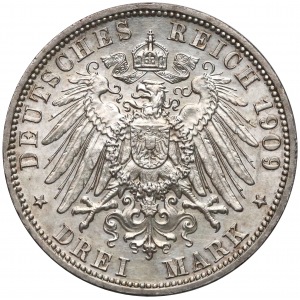 Niemcy, Schwarzburg-Sondershausen, 3 marki 1909-A - pośmiertne