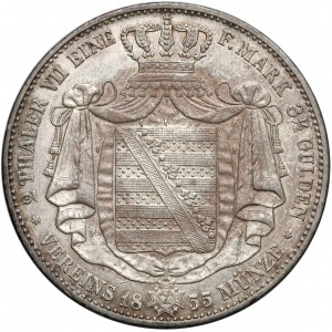 Niemcy, Sachsen, 2 talary = 3 i 1/2 gulden 1855-F