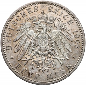 Niemcy, Sachsen-Altenburg, 5 marek 1903-A - 50-lecie panowania