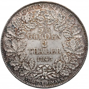 Niemcy, Württemberg, 2 talary = 3 i 1/2 guldena 1843
