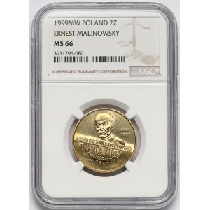 2 złote 1999 Ernest Malinowski - NGC MS66