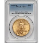 USA, 20 dolarów 1911-D - Saint-Gaudens - Double Eagle - PCGS MS64