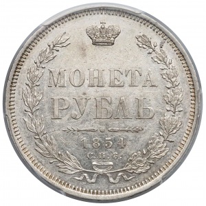 Rosja, Mikołaj I, Rubel 1854-HI - PCGS AU55