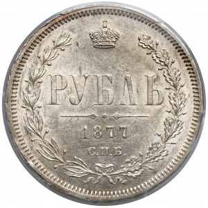 Rosja, Aleksander II, Rubel 1877-HI - PCGS MS61