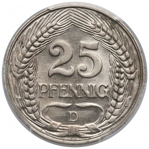 Niemcy, 25 pfennigów 1912-D - PCGS MS65