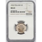 Głowa Kobiety 2 złote 1932 - NGC MS63