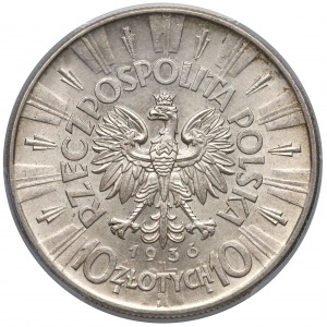 Piłsudski 10 złotych 1936 - PCGS MS62