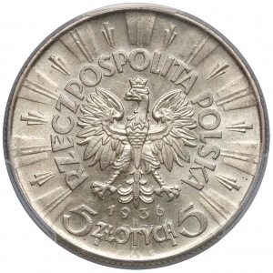 Piłsudski 5 złotych 1936 - PCGS MS63