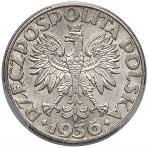 Żaglowiec 5 złotych 1936 - PCGS AU58