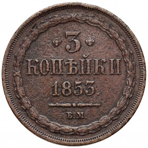 3 kopiejki Warszawa 1853 BM