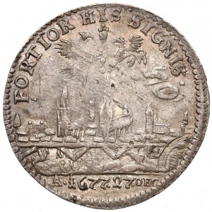 Pomorze Zachodnie, Ćwierćtalar / odbitka w srebrze dwudukata 1677 CS - FORTIOR HIS SIGNIS