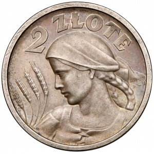 PRÓBA Kobieta i kłosy 2 złote 1924 z orłem jak 50 zł klęczący rycerz - NIENOTOWANA