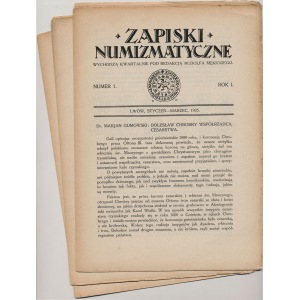 Zapiski numizmatyczne Nr 1/1925 i 2x okładka od Tom II, Lwów