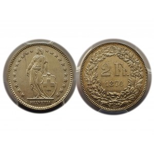 Switzerland - 2 Francs / Franken 1874 B Bern