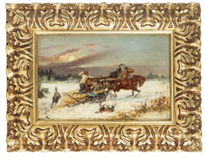 Alfred Steinacker - Viorsky (1838 Oedenburg - 1914 Wiedeń), Para obrazów: Ucieczka przed wilkami, Napad wilków