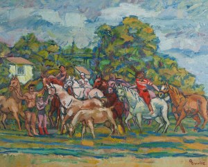 Edmund Burke (1912-1999), Pejzaż z końmi, 1976/77 r.