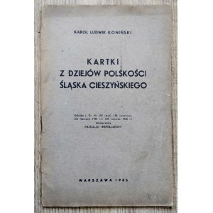 Koniński Karol Ludwik • Kartki z dziejów polskości Śląska Cieszyńskiego [dedykacja autorska]