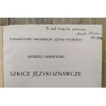Gawroński Andrzej • Szkice językoznawcze [dedykacja Aniela Nitschowa [Gruszecka]