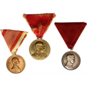 Austria - Hungary Lot of 3 Medals 1898 - 1918