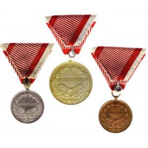 Austria - Hungary Lot of 3 Medals for Bravery fortitvdini 1st - 2nd - 3rd Class 1917 - 1918
