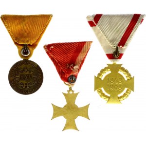 Austria - Hungary Lot of 3 Medals 1905 - 1913
