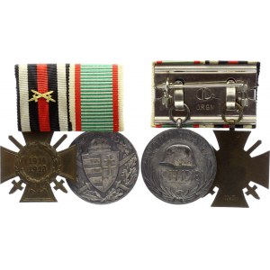 Germany - Empire Honorary Cross of the War & Hungary WWI Commemorative Medal Bar 1918 - 1929