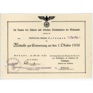 Germany - Third Reich Set of 6 Award Certificates for 1 Person