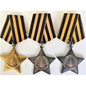 Russia - USSR Full Set of Order of Glory - 1st, 2nd & 3rd Class 1943 RRR