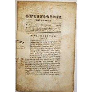 DWUTYGODNIK LITERACKI nr 2, Kraków 15 kwietnia 1844r.