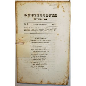DWUTYGODNIK LITERACKI nr 5 z dnia 1 czerwca 1844r., KRAKÓW