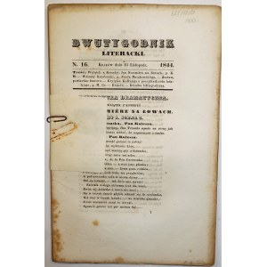 DWUTYGODNIK LITERACKI nr 16 z dnia 15 listopada 1844r., KRAKÓW