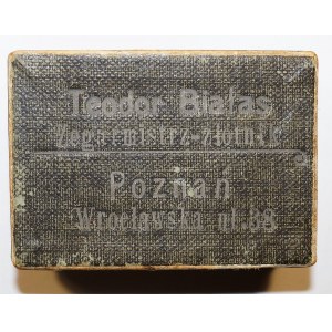 Teodor Białas Zegarmistrz - Złotnik, Poznań ul. Wrocławska 38. Pudełko reklamowe zakładu