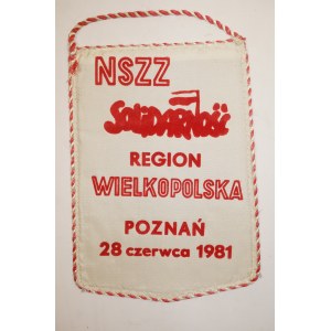 Proporczyk NSZZ Solidarność Region Wielkopolska Poznań 28 czerwca 1981, rocznica Poznańskiego Czerwca' 56