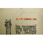 [AUTOGRAF LECH WAŁĘSA] Kartka z okazji czwartej rocznicy sierpnia' 80, z autografem Lecha Wałęsy