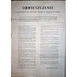 [PLAKAT] Obwieszczenie o wprowadzeniu stanu wojennego