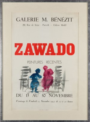 Jan Wacław (Zawado) ZAWADOWSKI (1891-1982), Plakat do wystawy własnej z odręczną ilustracją w akwareli