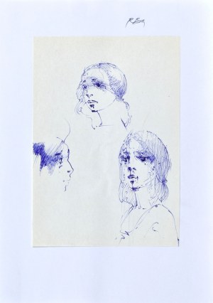 Roman BANASZEWSKI (1932-2021), Szkice głowy kobiety w różnych ujęciach