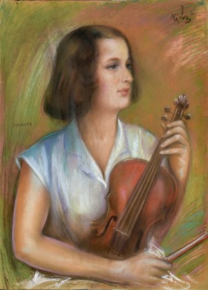 Józef KIDOŃ (1890 - 1968), Portret skrzypaczki Jolanty