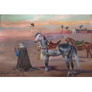 Jerzy Kossak (1886 Kraków - 1955 there), Prayer in the Desert, 1954.