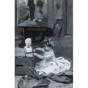 Stanislaw Ludwik de Laveaux (1868 Jaronowice near Jedrzejow-1894 Paris), Little painter (Girl in painter's studio), 1889.