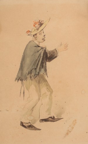 Franciszek Kostrzewski (1826 Warszawa - 1911 tamże), Mężczyzna w ukwieconym kapeluszu