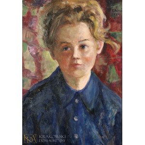 Irena WEISS (1888-1981), Porträt einer Frau in kobaltblauer Bluse (1971)