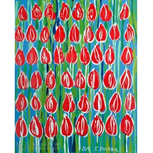 Edward DWURNIK (1943-2018), Czerwone tulipany (2015)