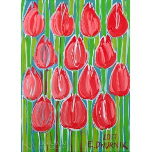 Edward DWURNIK (1943-2018), Czerwone tulipany (2017)